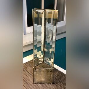 Beveled glass candle holder or decorative piece 11”H x 3”